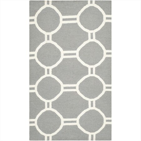 Safavieh 3 x 5 ft. Rectangle- Contemporary Dhurries Grey And Ivory Flatweave Rug DHU636B-3